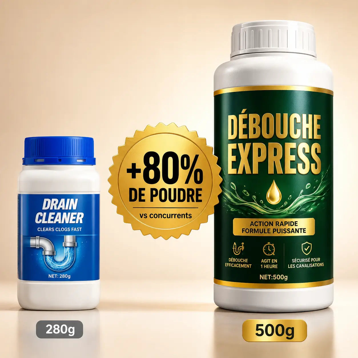 DÉBOUCHE EXPRESS® — Poudre Magique Déboucheur de Canalisation 500g